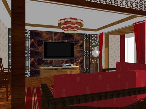 新中式客厅 新中式风格su模型