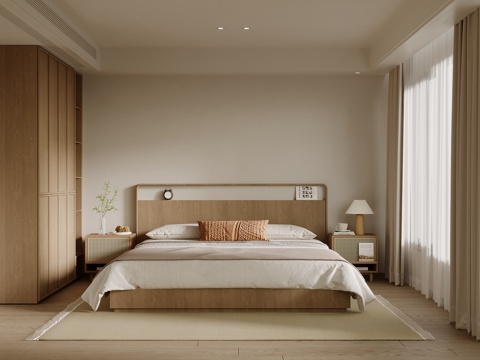 新中式卧室 现代卧室su模型