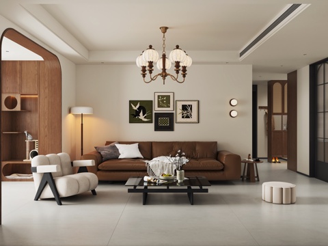  现代中古客餐厅3d模型 