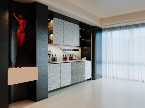 意式现代餐边柜su模型