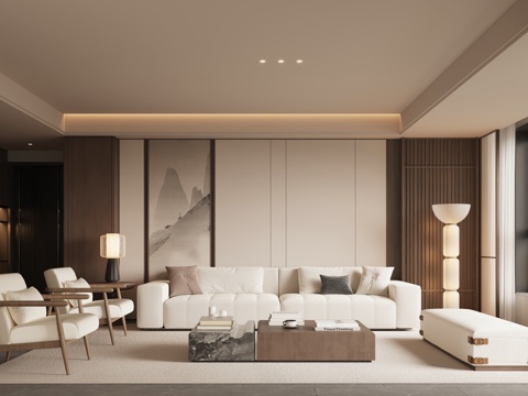 新中式宋式风客厅su模型