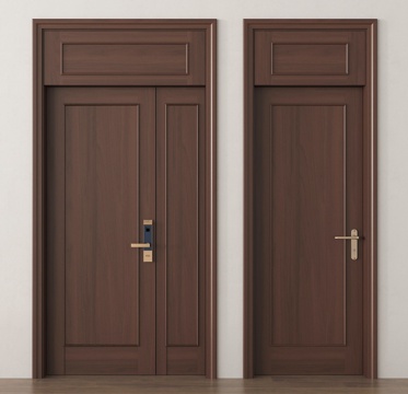 新中式单开门 平开门 卧室门 入户门 指纹锁门su模型