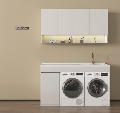 现代洗衣机柜 阳台柜 洗衣机 烘干机 卫浴用品su模型