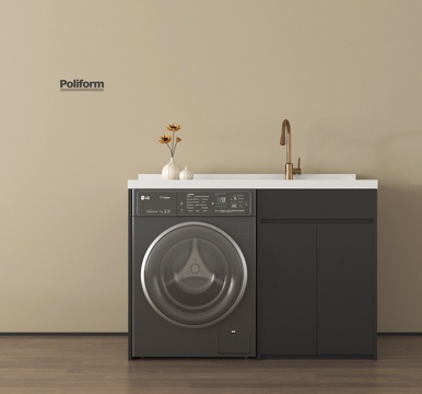 现代洗衣机柜 阳台柜 洗衣机 卫浴用品su模型