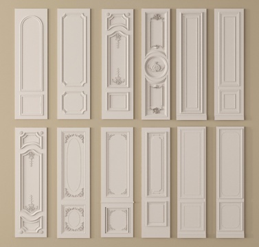 法式雕花护墙板 墙饰板 石膏线su模型