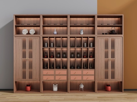  新中式茶柜3d模型 