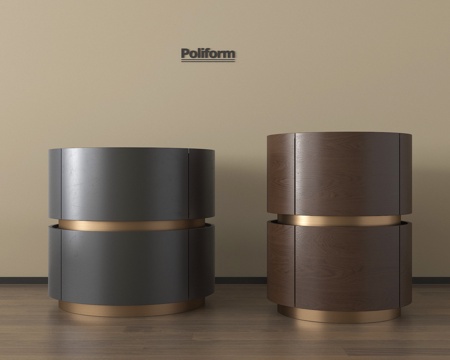 新中式床头柜 圆形床头柜组合su模型