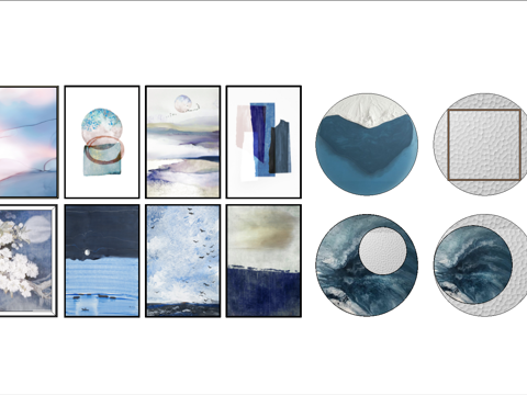 现代饰品摆件挂画su模型