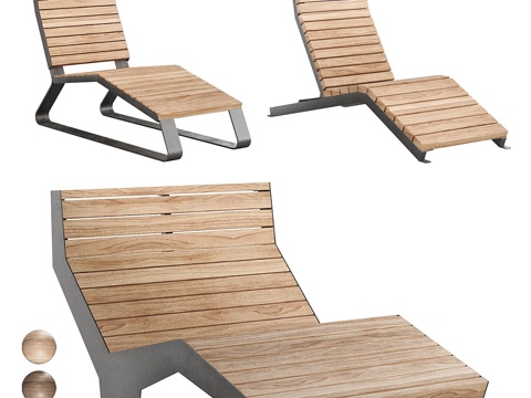  现代户外休闲椅 长椅 躺椅3d模型 