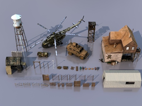  营地建筑物品3d模型 