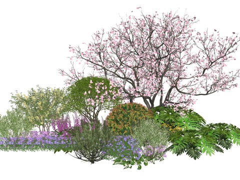 现代庭院植物堆景观组合su模型
