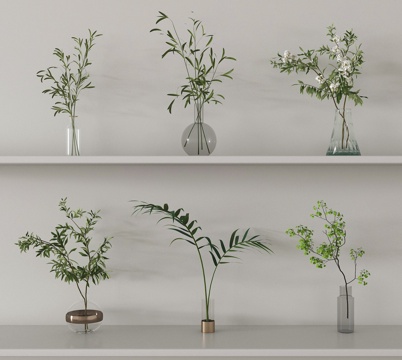 现代花瓶花艺 玻璃花瓶 花艺su模型