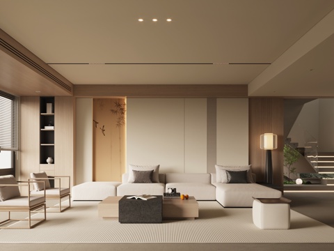 新中式宋式风客厅su模型