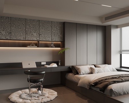  现代意式榻榻米卧室3d模型 