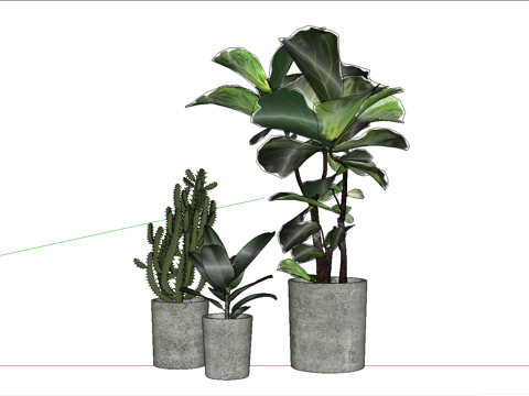 现代植物组合盆栽su模型