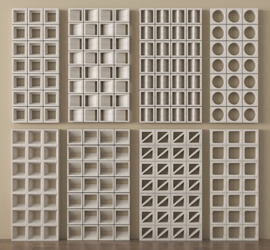 现代水泥砖 预制镂空砖 水泥砖隔断 空心砖 镂空砖su模型