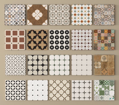 中古复古砖 花砖 地砖 仿古砖 拼花砖su模型