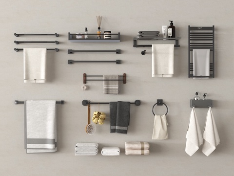 其他卫浴小件 毛巾架 毛巾 置物架su模型