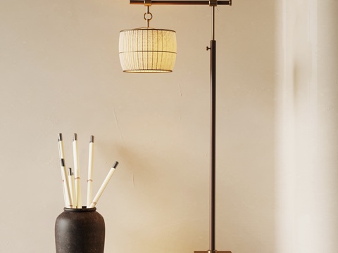 新中式落地灯 宋氏风落地灯su模型su模型