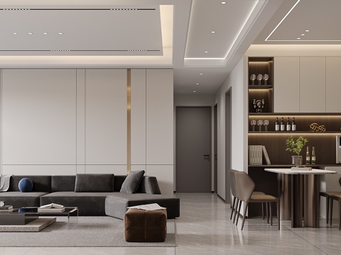  现代客餐厅3d模型 