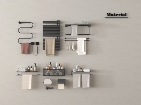 其他卫浴小件 毛巾架 毛巾 置物架su模型