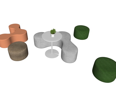 现代圆柱形休闲座椅沙发su模型