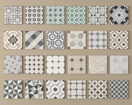 中古复古砖 花砖 地砖 仿古砖 拼花砖su模型