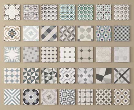 中古复古砖 花砖 地砖 仿古砖 拼花砖su模型