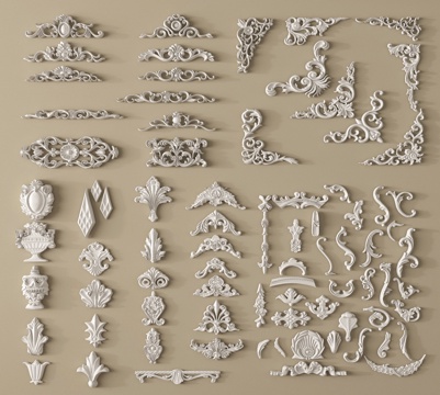 法式雕花 角花 石膏构件su模型