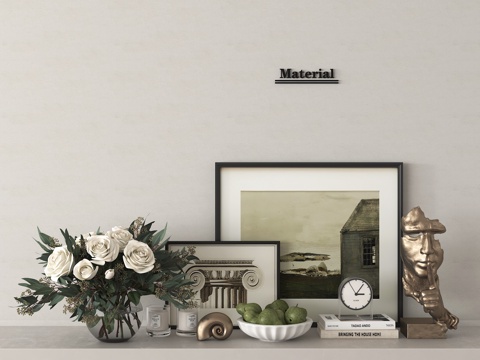 现代绿植摆件 艺术摆件 装饰画su模型