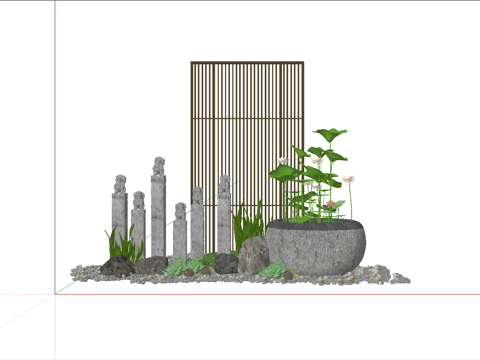 现代中式饰品摆件su模型