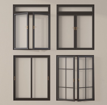 现代窗户 平开窗 落地窗 阳台窗 推拉窗su模型
