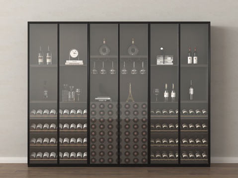 现代酒柜 红酒柜  成品酒柜 玻璃酒柜su模型