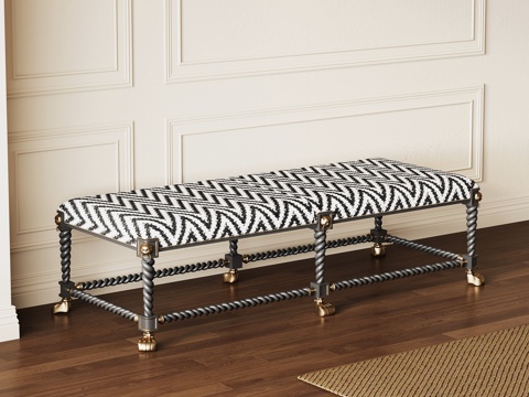 法式中古长凳su模型