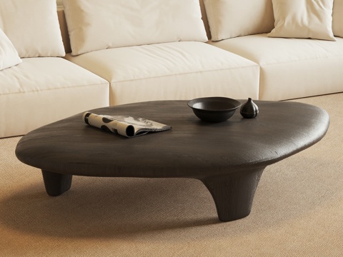 法式复古茶几 实木茶几su模型