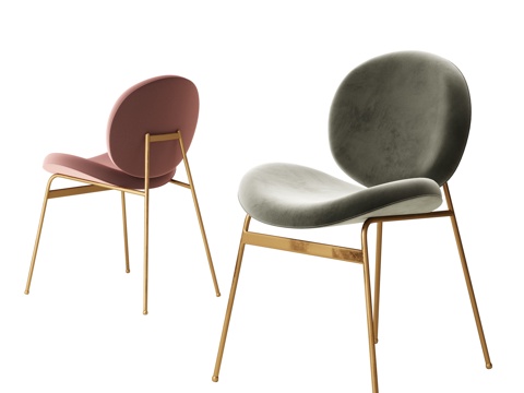 现代轻奢单椅 布艺单椅 餐椅 椅子 休闲椅su模型