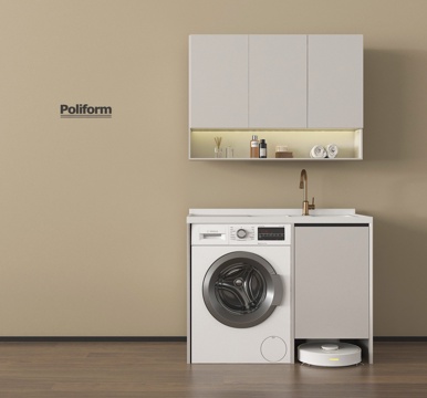 现代洗衣机柜 阳台柜 洗衣机 扫地机器人 卫浴用品su模型