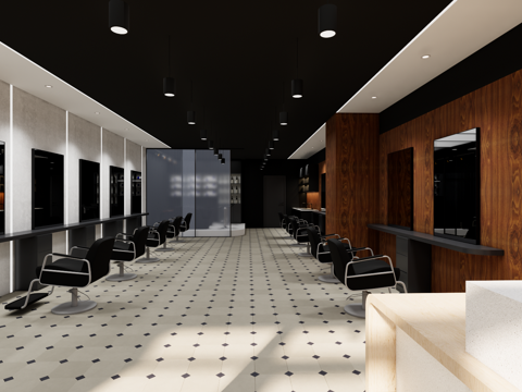 理发店 美发店su模型