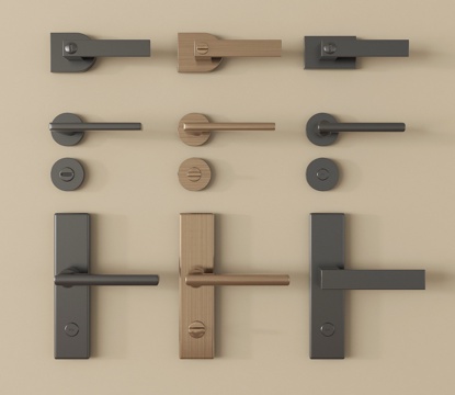 现代门把手 门锁 门把手 房门把手 拉手su模型