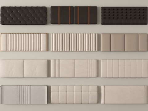  现代床靠背 床品 床头3d模型 