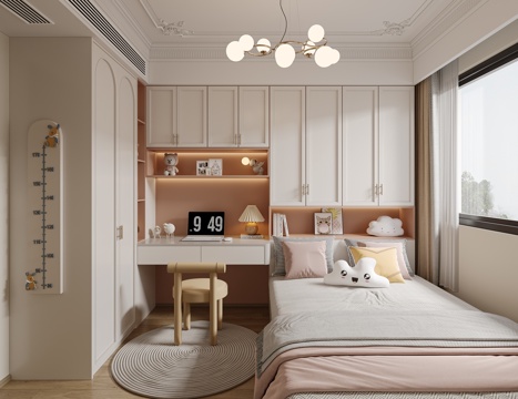  法式奶油儿童房女孩房3d模型 