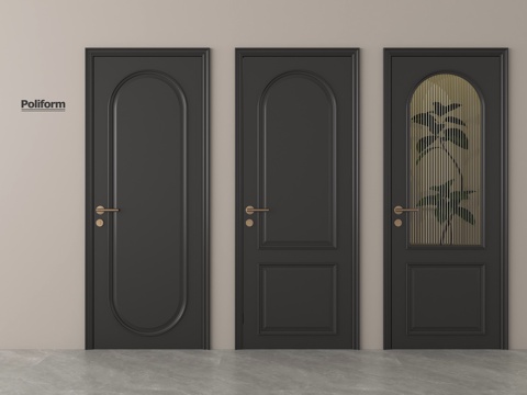 法式单开门 入户防盗门 玻璃单开门 平开门 卧室门su模型