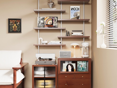 中古风置物架su模型