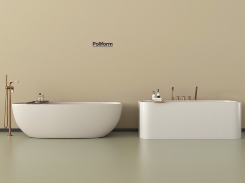 现代浴缸组合 一体式浴缸 陶瓷浴缸su模型