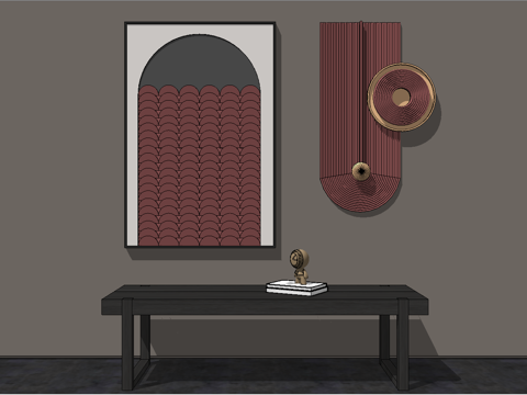 现代网红立体常用挂画su模型