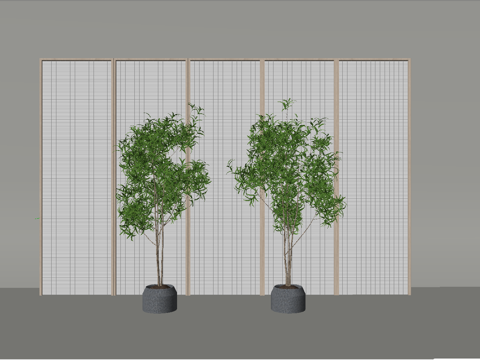 现代植物组合盆栽su模型