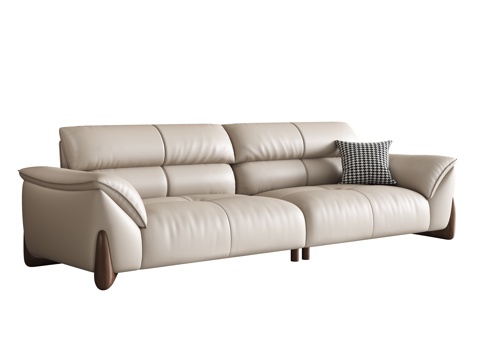 现代真皮沙发su模型