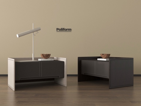 意式床头柜 方形床头柜 台灯 摆件su模型