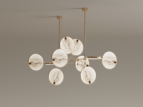 新中式吊灯su模型