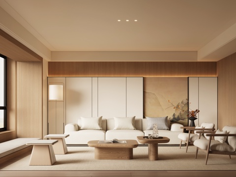 新中式宋式风客厅su模型